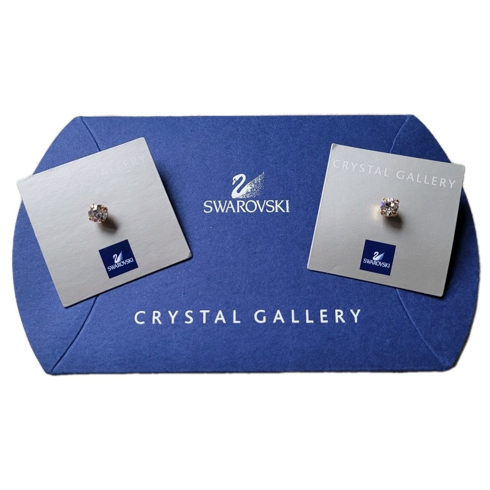 Swarovski Crystal Gallery Stud Earrings Brilliant Round Cut Solitaire NEW No Tag